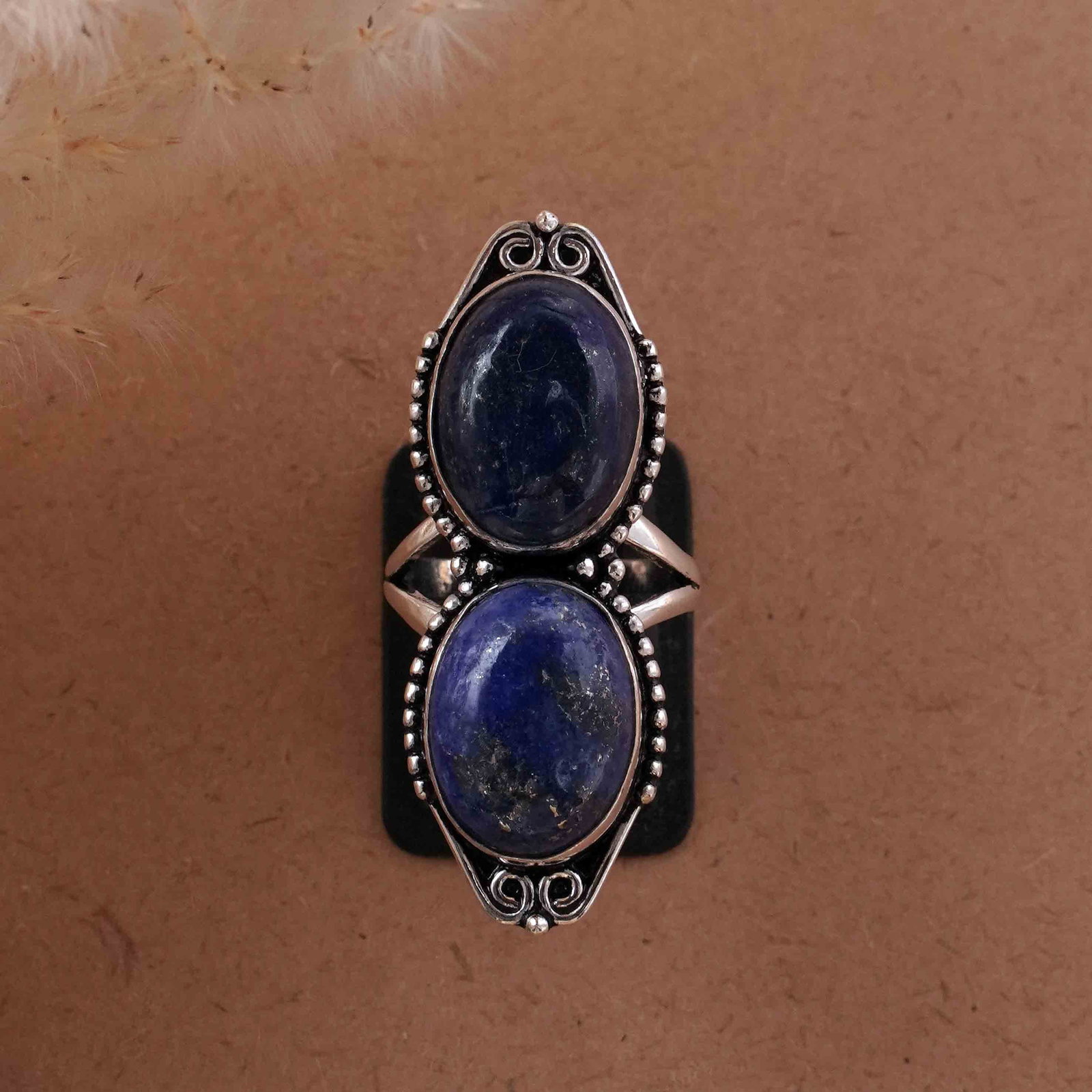 Natural Lapis Lazuli Silver Plated Handmade Ring - 8MM: Product ID: 260430121121 Product - Handmade Silver Plated Ring Metal - 92.5 Sterling Silver Plated Ring Size - 8MM Gemstone - Lapis Lazuli Gemstone Origin - Afghanistan Gemstone Size - 12X16 MM ( 2 St