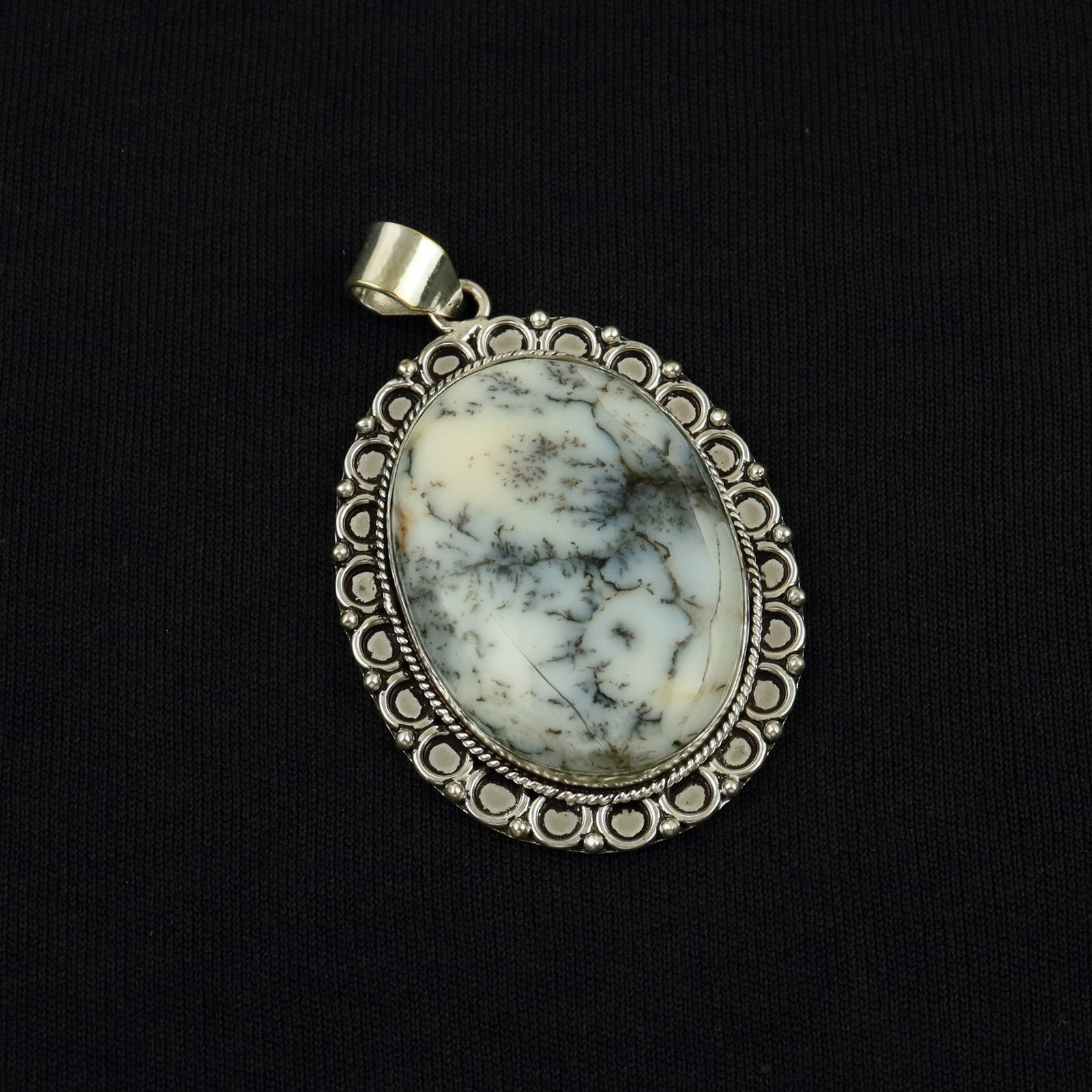 Natural Dendrite Opal Silver Plated Handmade Pendant (1 of 3)