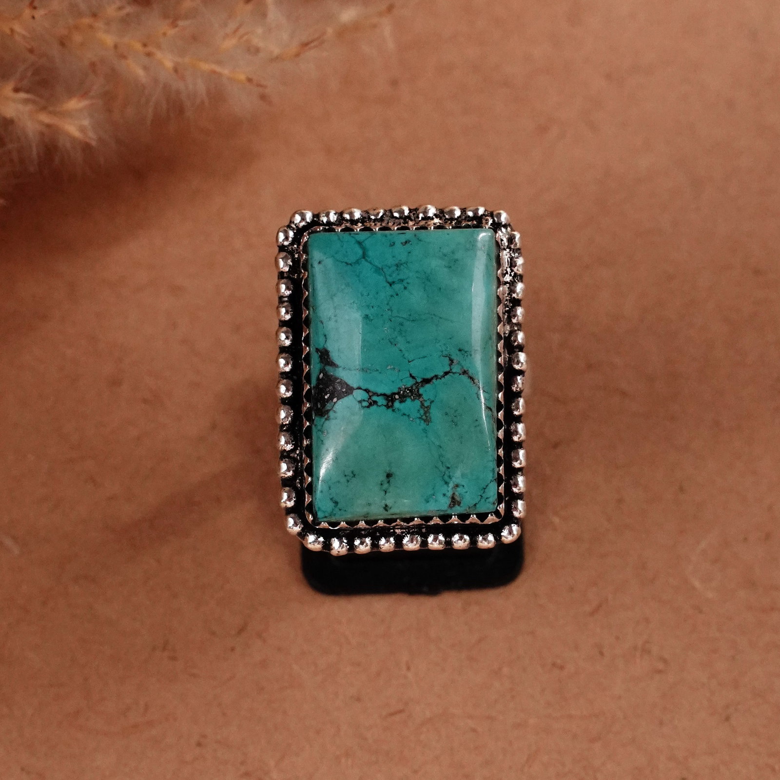 Natural Turquoise Silver Plated Handmade Ring - 8.5MM: Product ID: 260510125849 Product - Handmade Silver Plated Ring Metal - 92.5 Sterling Silver Plated Ring Size - 8.5MM Gemstone - Turquoise Gemstone Origin - Tibet Gemstone Size - 2x1.5 CM Gemstone Shap