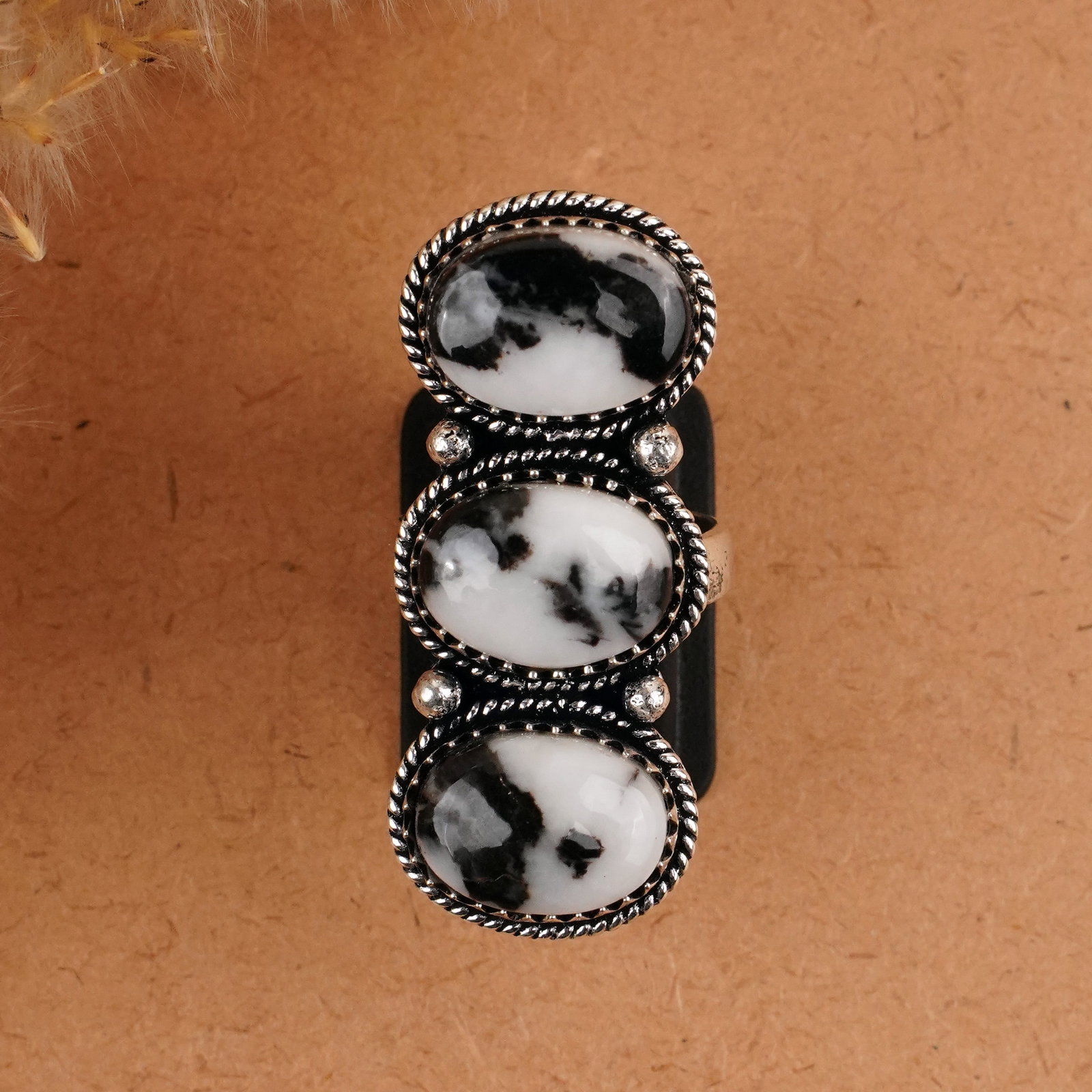 Natural Zebra Jasper Silver Plated Handmade Ring - 7.5MM: Product ID: 260409150811 Product - Handmade Silver Plated Ring Metal - 92.5 Sterling Silver Plated Ring Size - 7.5MM Gemstone - Zebra Jasper Gemstone Origin - Africa Gemstone Size - 10X14 MM ( 3 Stone