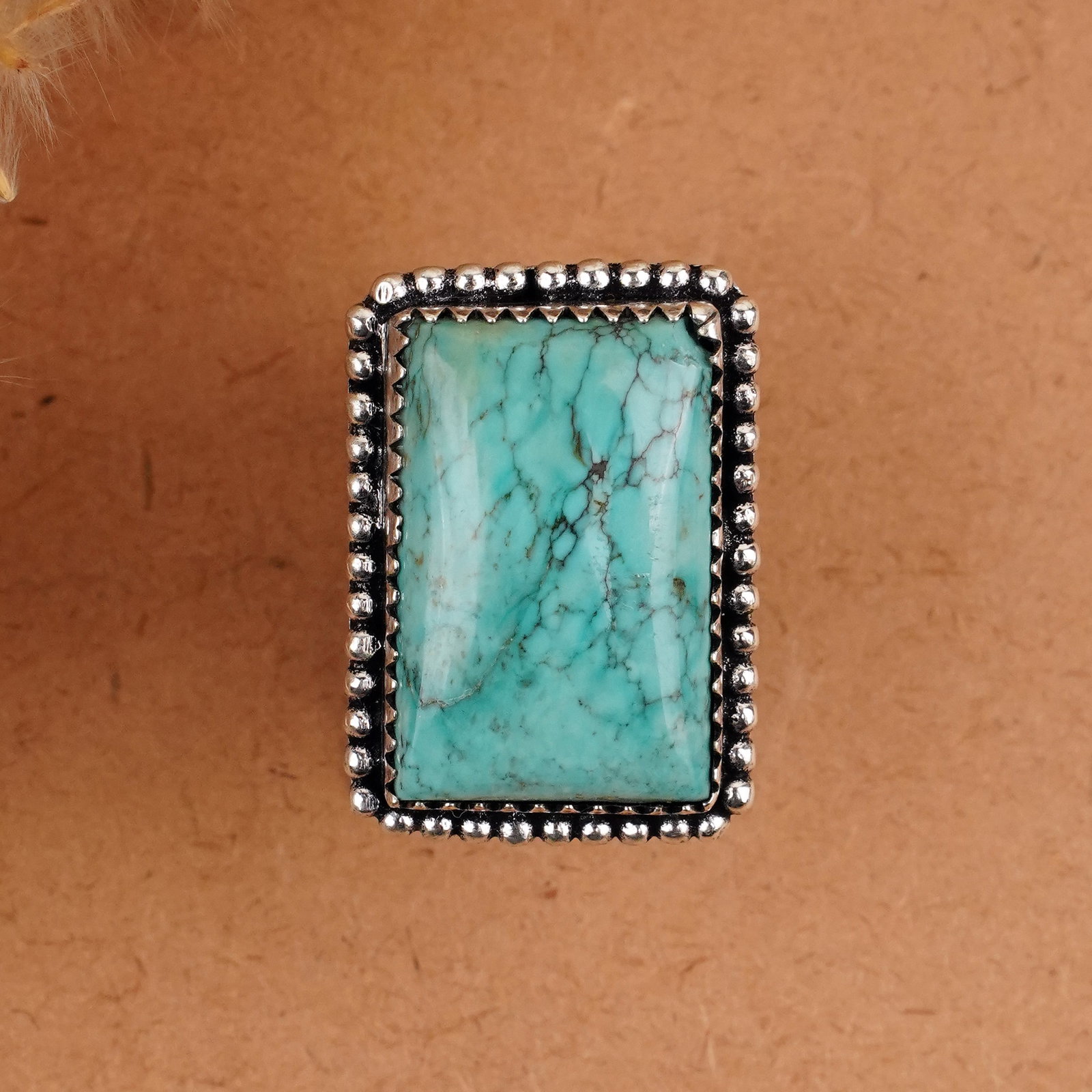 Natural Turquoise Silver Plated Handmade Ring - 7.5MM: Product ID: 260409150707 Product - Handmade Silver Plated Ring Metal - 92.5 Sterling Silver Plated Ring Size - 7.5MM Gemstone - Turquoise Gemstone Origin - Tibet Gemstone Size - 12X16 MM Gemstone Shap