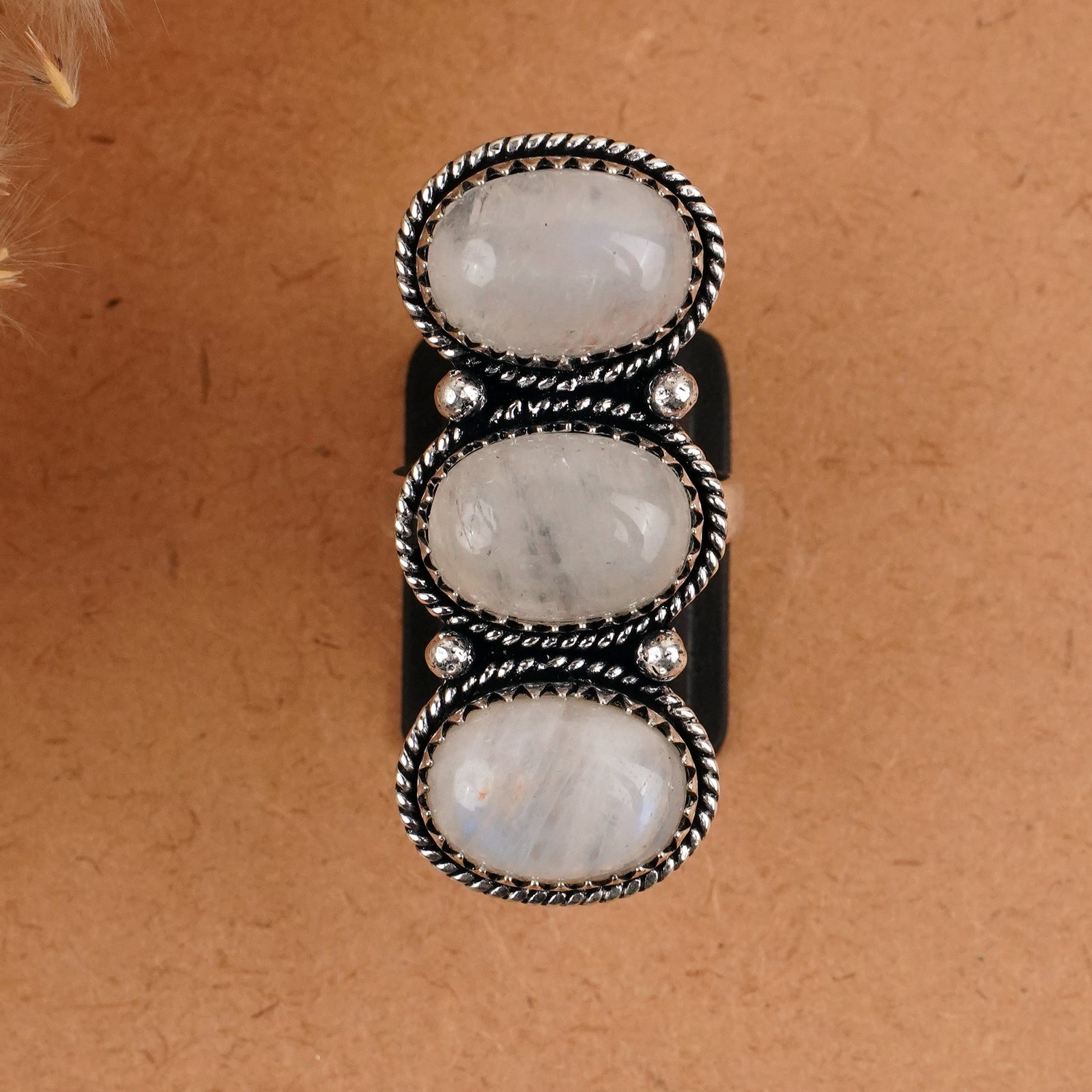 Natural Rainbow Moonstone Silver Plated Handmade Ring - 7.5MM: Product ID: 260409150425 Product - Handmade Silver Plated Ring Metal - 92.5 Sterling Silver Plated Ring Size - 7.5MM Gemstone - Rainbow Moonstone Gemstone Origin - India Gemstone Size - 10X14 MM ( 3 S