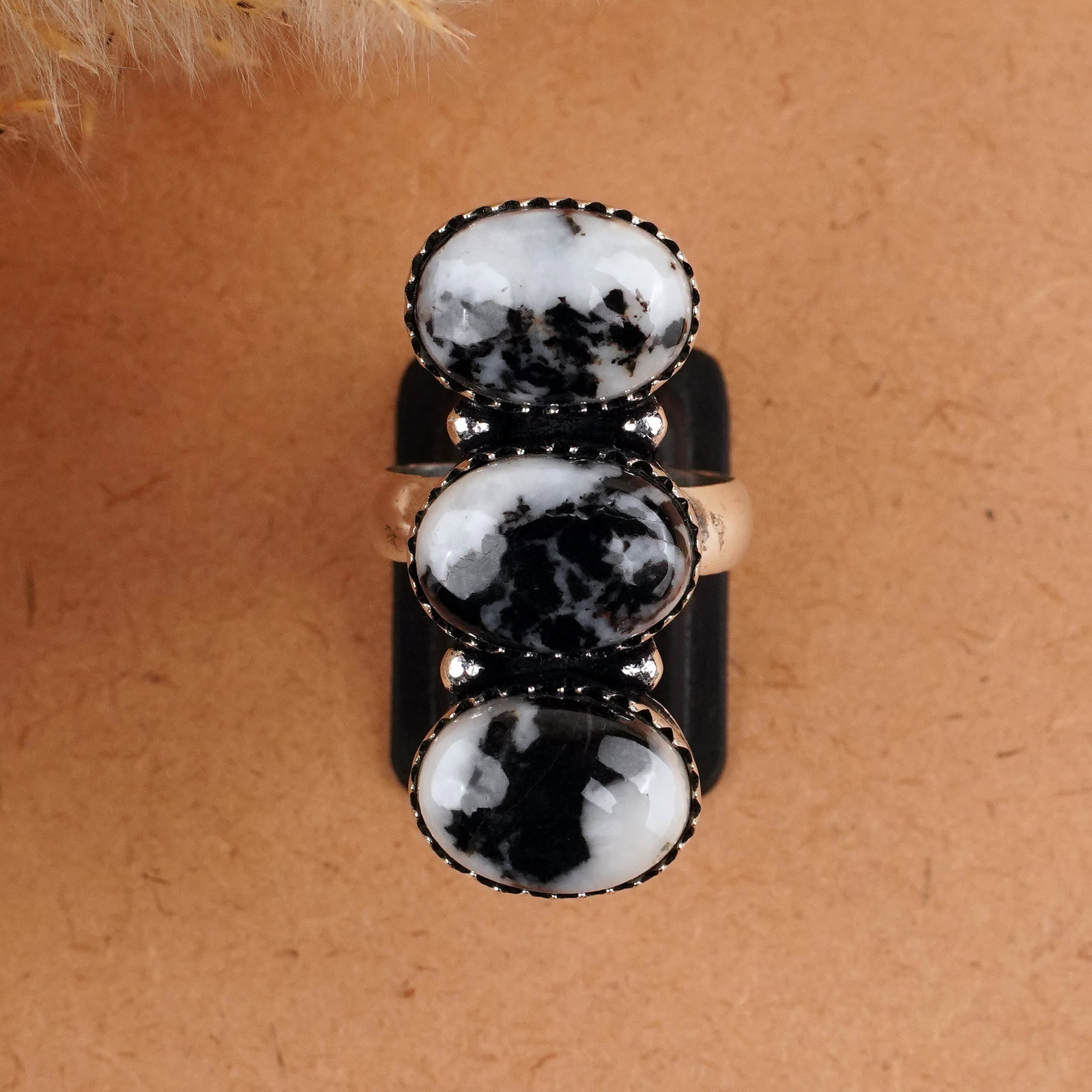 Natural Zebra Jasper Silver Plated Handmade Ring - 8.5MM: Product ID: 260409145951 Product - Handmade Silver Plated Ring Metal - 92.5 Sterling Silver Plated Ring Size - 8.5MM Gemstone - Zebra Jasper Gemstone Origin - Africa Gemstone Size - 10X14 MM ( 3 Stone