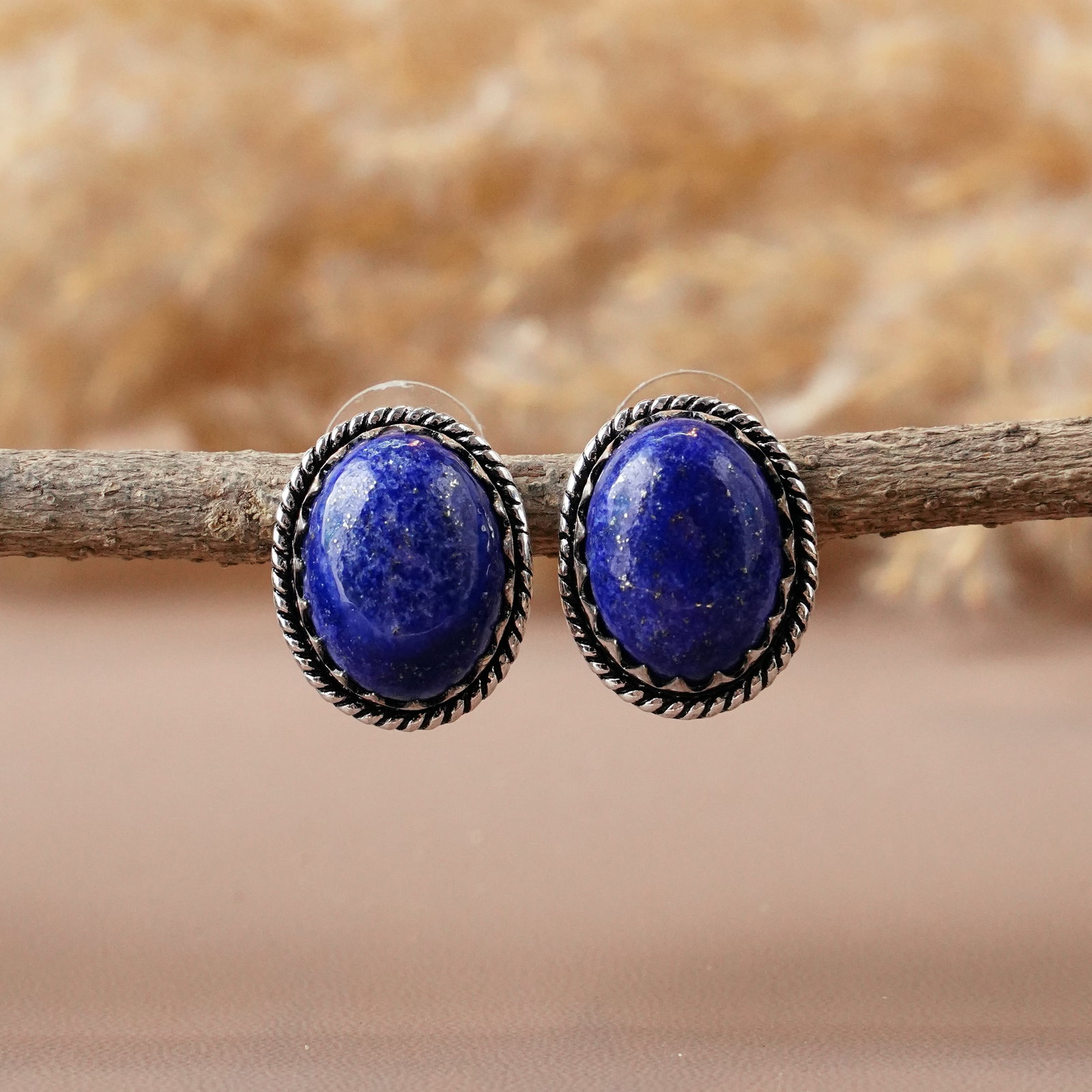 Natural Lapis Lazuli Silver Plated Handmade Stud Earring: Product ID: 260512145301 Product - Handmade Silver Plated Stud Earring Metal - 92.5 Sterling Silver Plated Earring Type - Stud Gemstone - Lapis Lazuli Gemstone Origin - Afghanistan Gemstone Size - 12X