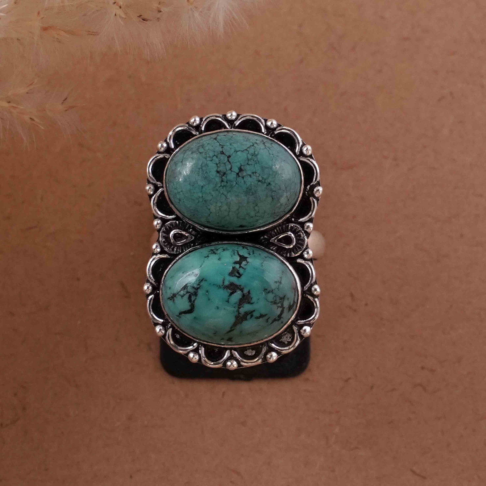 Natural Turquoise Silver Plated Handmade Ring - 9MM: Product ID: 260429200426 Product - Handmade Silver Plated Ring Metal - 92.5 Sterling Silver Plated Ring Size - 9MM Gemstone - Turquoise Gemstone Origin - Tibet Gemstone Size - 12X16 MM ( 2 Stone ) Gem