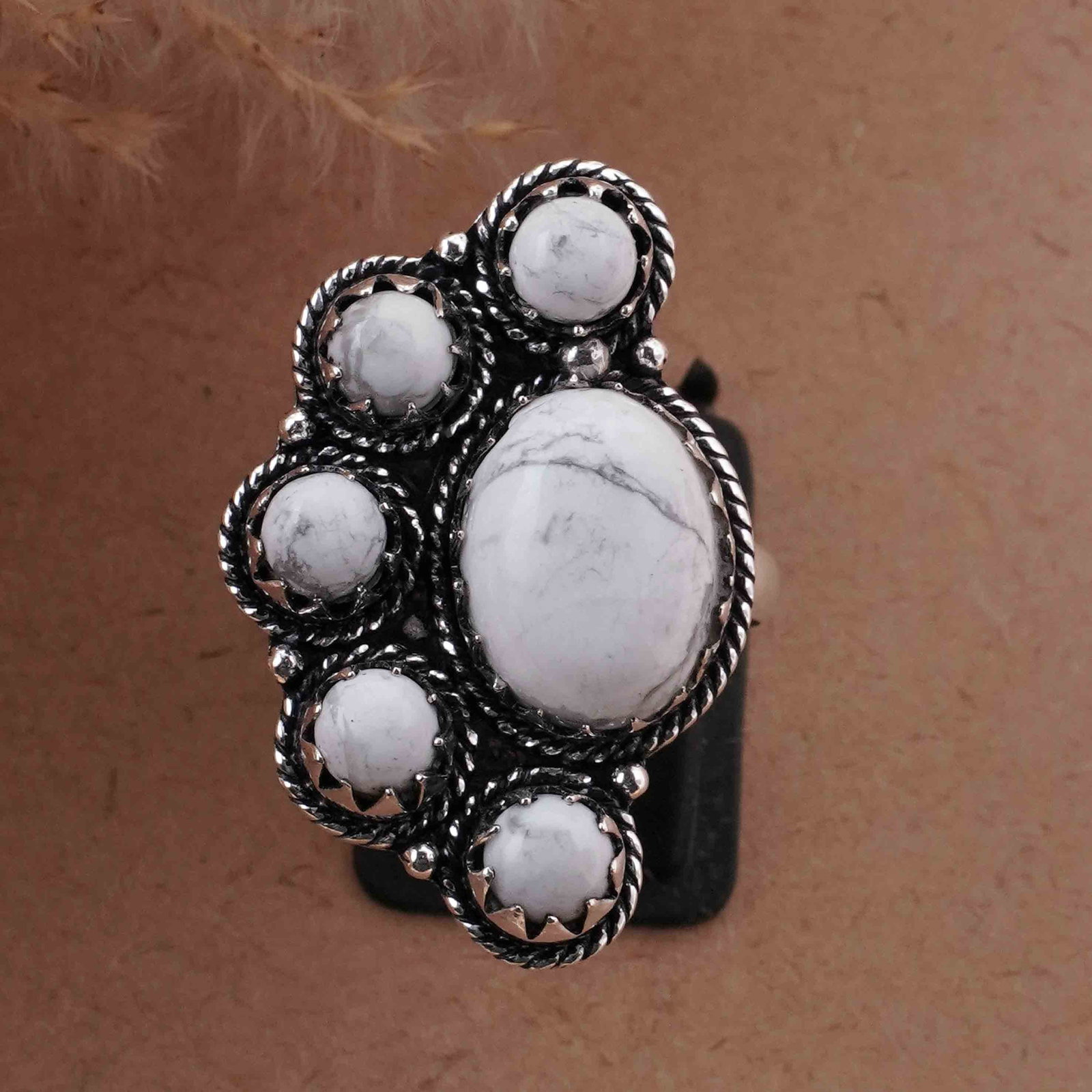Natural Howlite Silver Plated Handmade Ring - 8MM: Product ID: 260418124146 Product - Handmade Silver Plated Ring Metal - 92.5 Sterling Silver Plated Ring Size - 8MM Gemstone - Howlite Gemstone Origin - Canada Gemstone Size - 10X14 MM ( 1 Stone ) / 6M