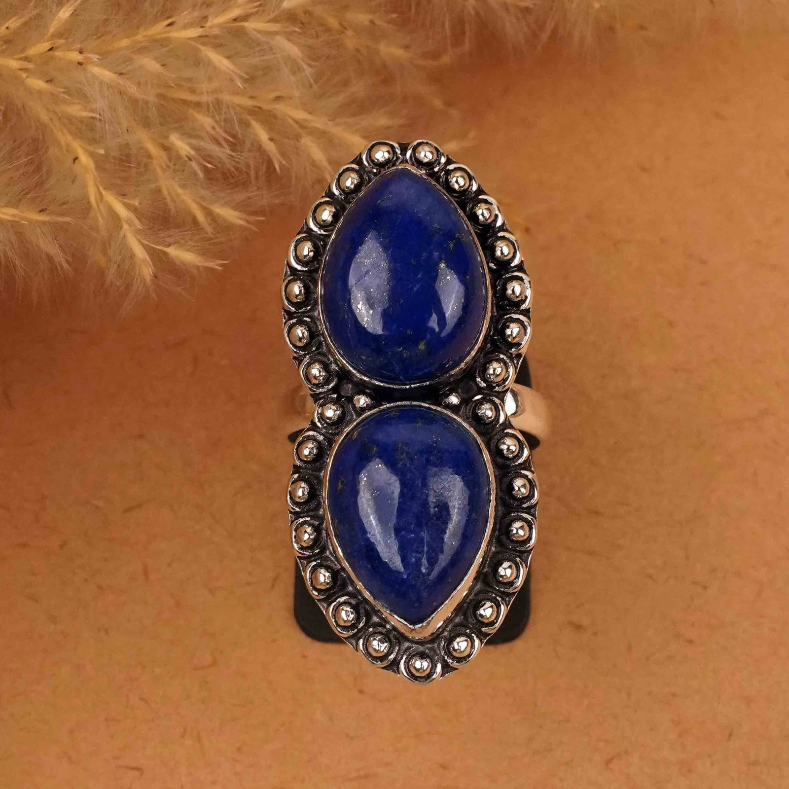 Natural Lapis Lazuli Silver Plated Handmade Ring - 8.5MM: Product ID: 260412143453 Product - Handmade Silver Plated Ring Metal - 92.5 Sterling Silver Plated Ring Size - 8.5MM Gemstone - Lapis Lazuli Gemstone Origin - Afghanistan Gemstone Size - 12X16 MM ( 2 