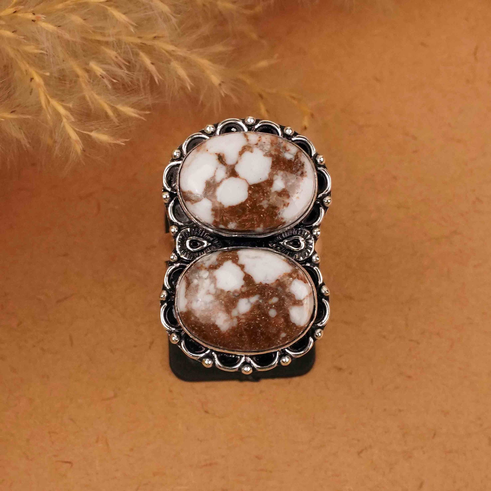 Natural Wild Horse Silver Plated Handmade Ring - 8MM: Product ID: 260412142911 Product - Handmade Silver Plated Ring Metal - 92.5 Sterling Silver Plated Ring Size - 8MM Gemstone - Wild Horse Gemstone Origin - United States Gemstone Size - 12X16 MM ( 2 St