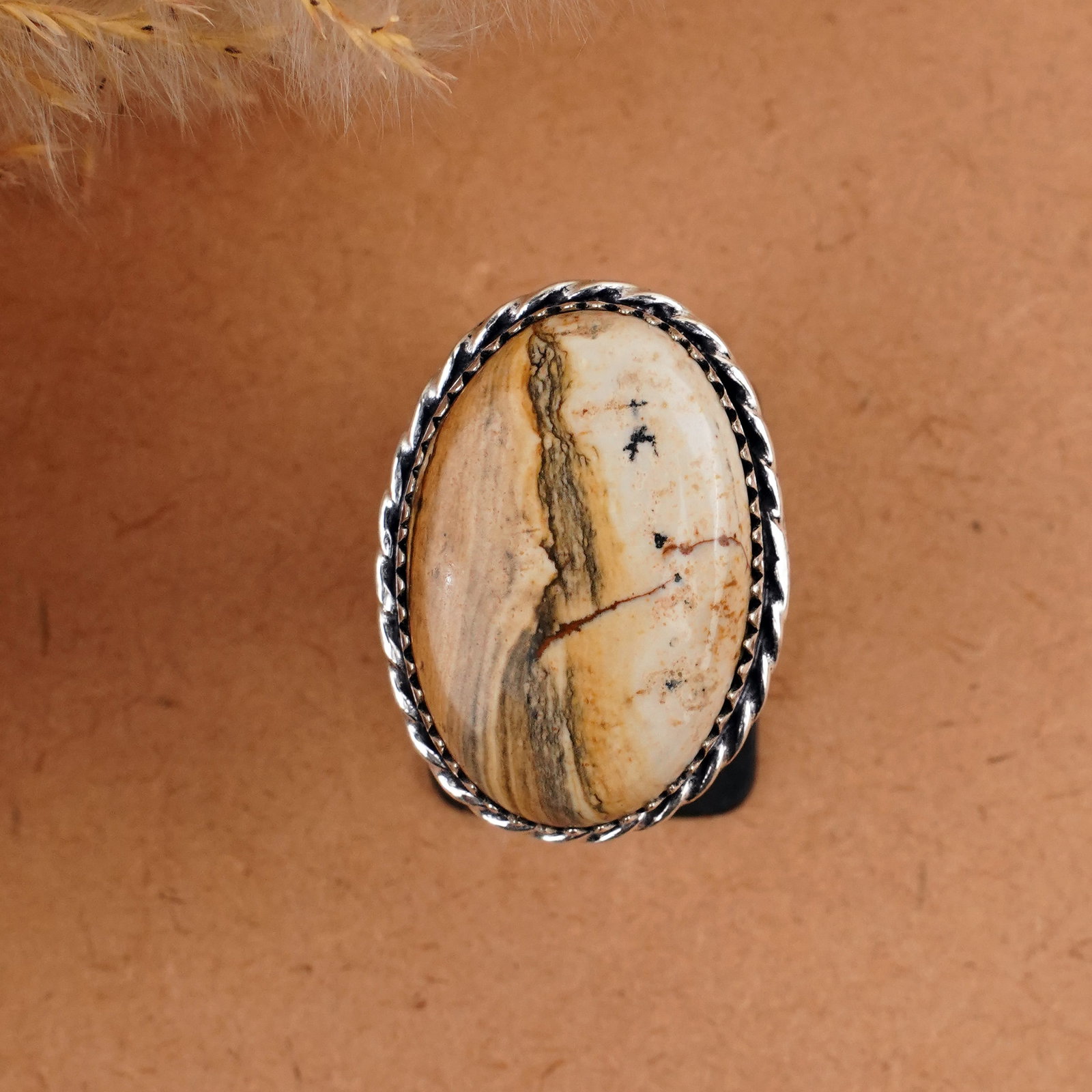 Natural Picture Jasper Silver Plated Handmade Ring - 8MM: Product ID: 260409145238 Product - Handmade Silver Plated Ring Metal - 92.5 Sterling Silver Plated Ring Size - 8MM Gemstone - Picture Jasper Gemstone Origin - United States Gemstone Size - 22X18 MM Ge