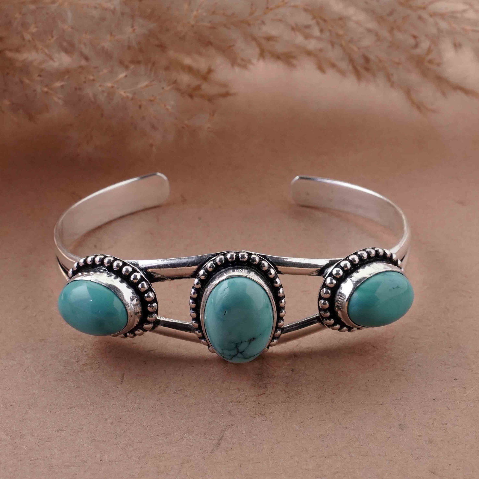 New Arrival - Turquoise Silver Plated Handmade Cuff Bangle (1 of 4)