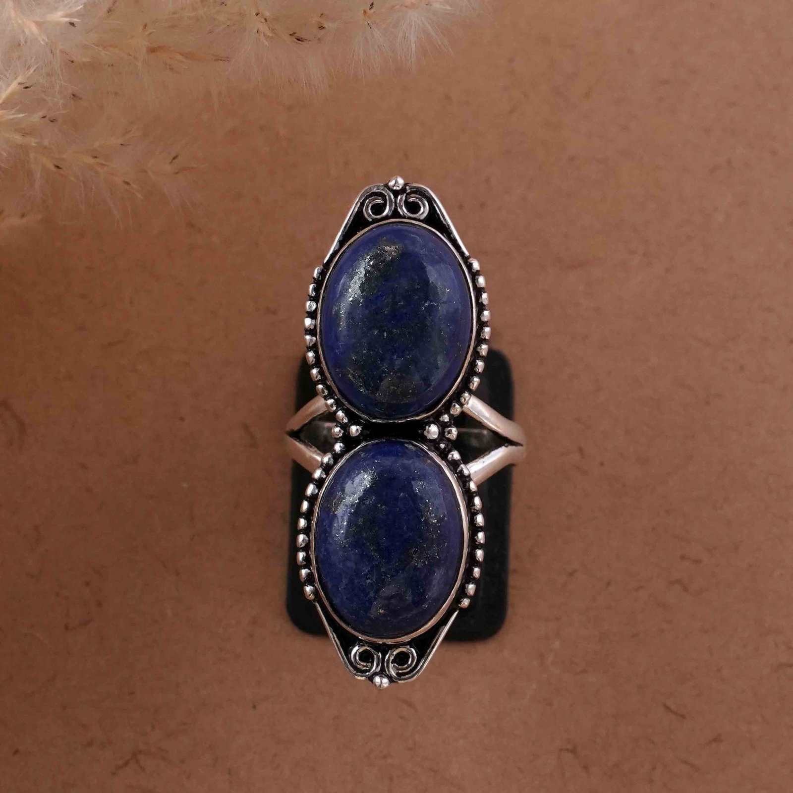 Natural Lapis Lazuli Silver Plated Handmade Ring - 6MM: Product ID: 260429200308 Product - Handmade Silver Plated Ring Metal - 92.5 Sterling Silver Plated Ring Size - 6MM Gemstone - Lapis Lazuli Gemstone Origin - Afghanistan Gemstone Size - 12X16 MM ( 2 St