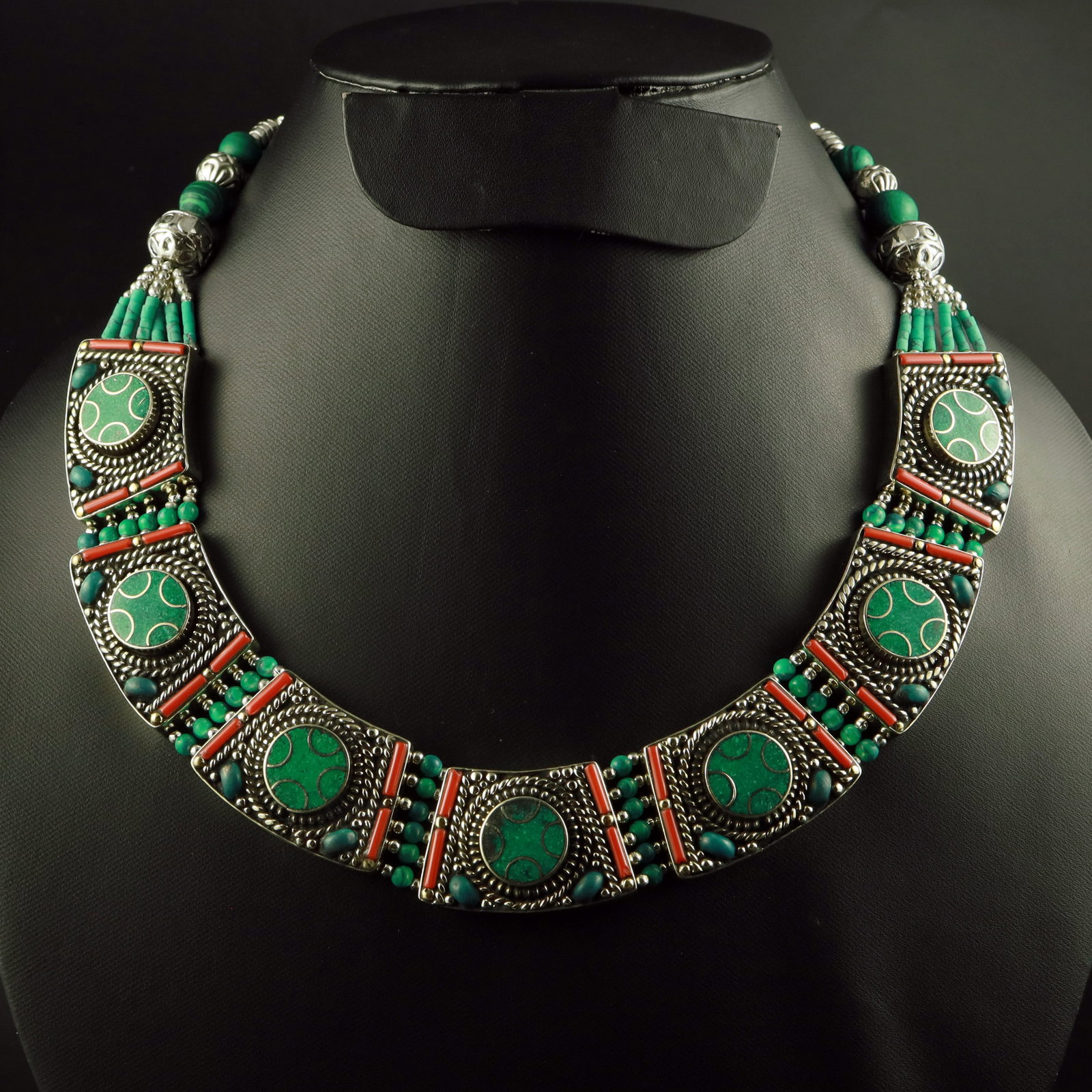 Tibetan Turquoise & Coral Handmade Ethnic Necklace (1 of 3)