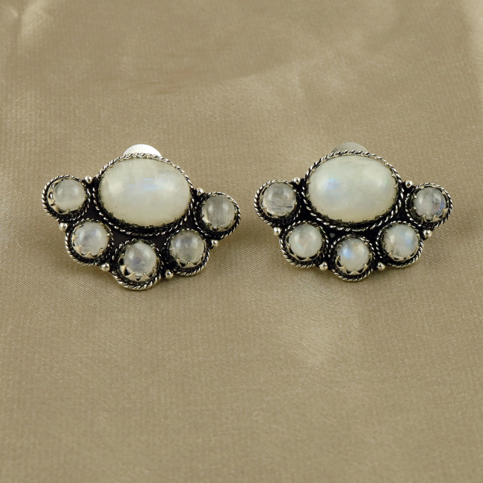 Natural Rainbow Moostone Silver Plated Handmade Stud Earring: Product ID: 260517173218 Product - Handmade Silver Plated Stud Earring Metal - 92.5 Sterling Silver Plated Earring Type - Stud Gemstone - Rainbow moonstone Gemstone Origin - India Gemstone Size - 10X1