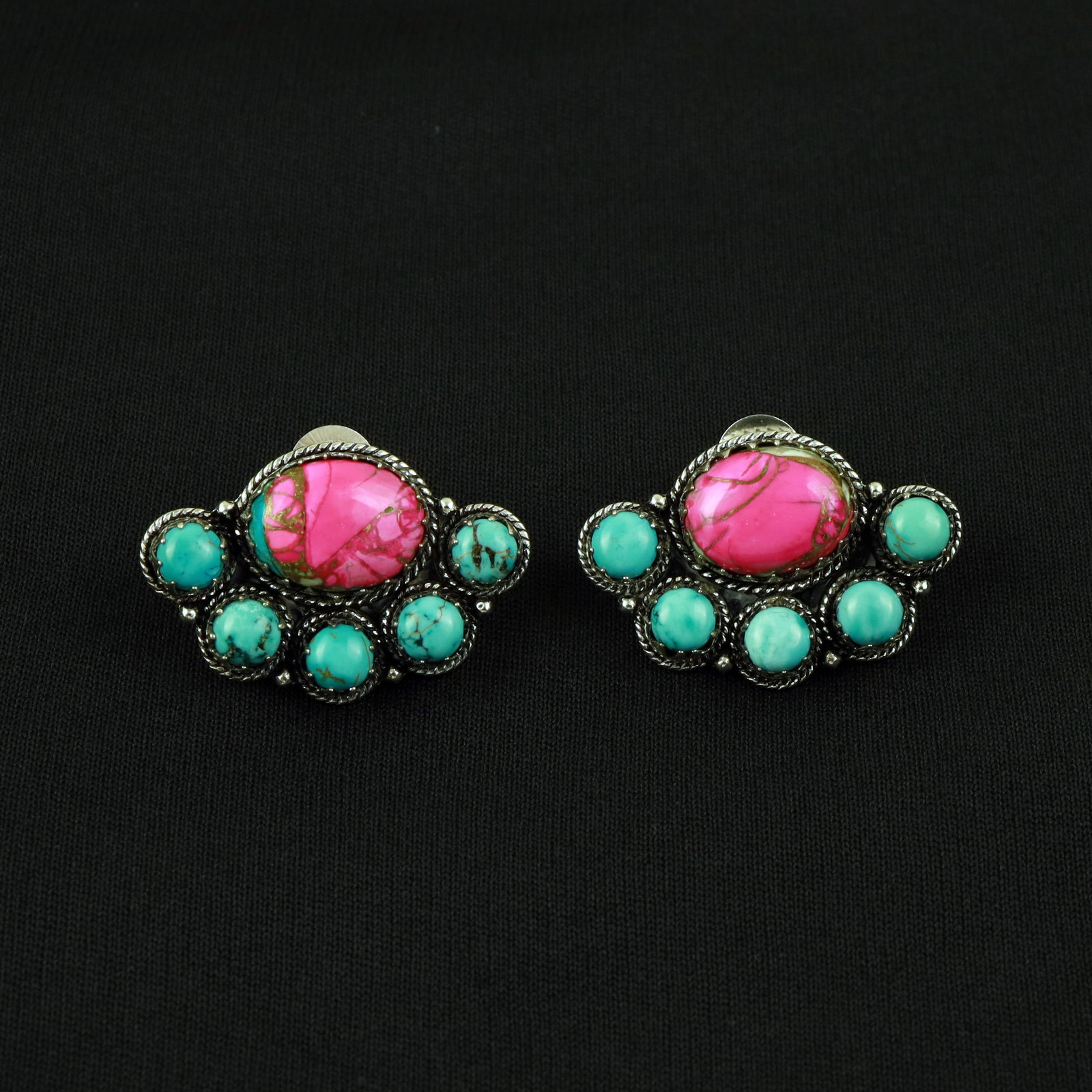 Natural Cotton Candy Silver Plated Handmade Stud Earring: Product ID: 260517172306 Product - Handmade Silver Plated Stud Earring Metal - 92.5 Sterling Silver Plated Earring Type - Stud Gemstone - Cotton Candy Gemstone Origin - India Gemstone Size - 10X14 MM 