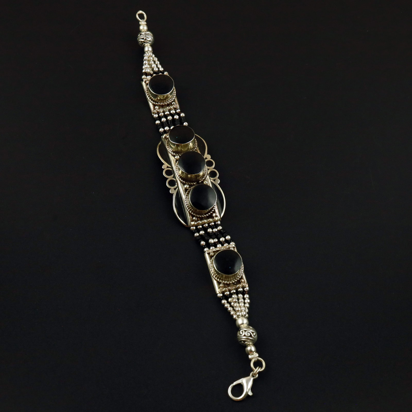 New Arrival - Tibetan Black Onyx Handmade Boho Bracelet: Product ID: 260513133144 Product - Tibetan Handmade Ethnic Bracelet Gemstone - Natural Black Onyx Size - 7 Inch Weight - 50 Gram Approx Metal - Brass & Copper mix Metal Origin - Nepal Country/Region o