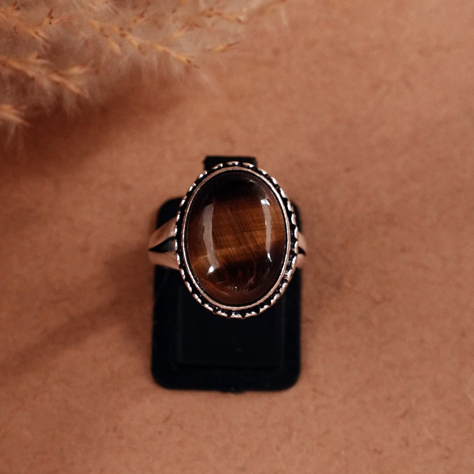 Natural Tiger Eye Silver Plated Handmade Ring - 6.5MM (1 of 3)