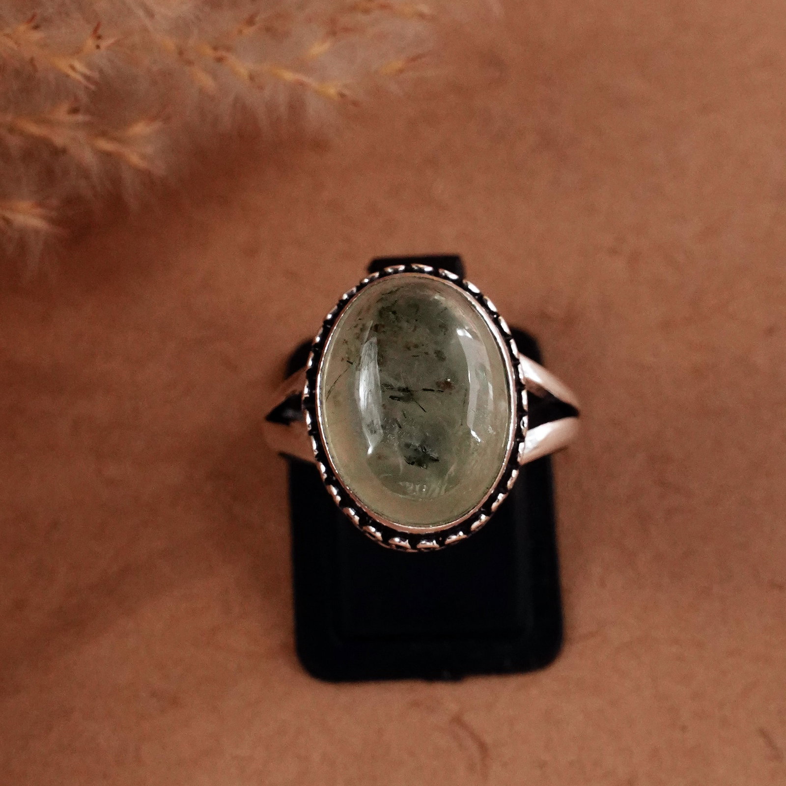 Natural Prehnite Silver Plated Handmade Ring - 9MM: Product ID: 260510123337 Product - Handmade Silver Plated Ring Metal - 92.5 Sterling Silver Plated Ring Size - 9MM Gemstone - Prehnite Gemstone Origin - South Africa Gemstone Size - 12X16 MM Gemstone 