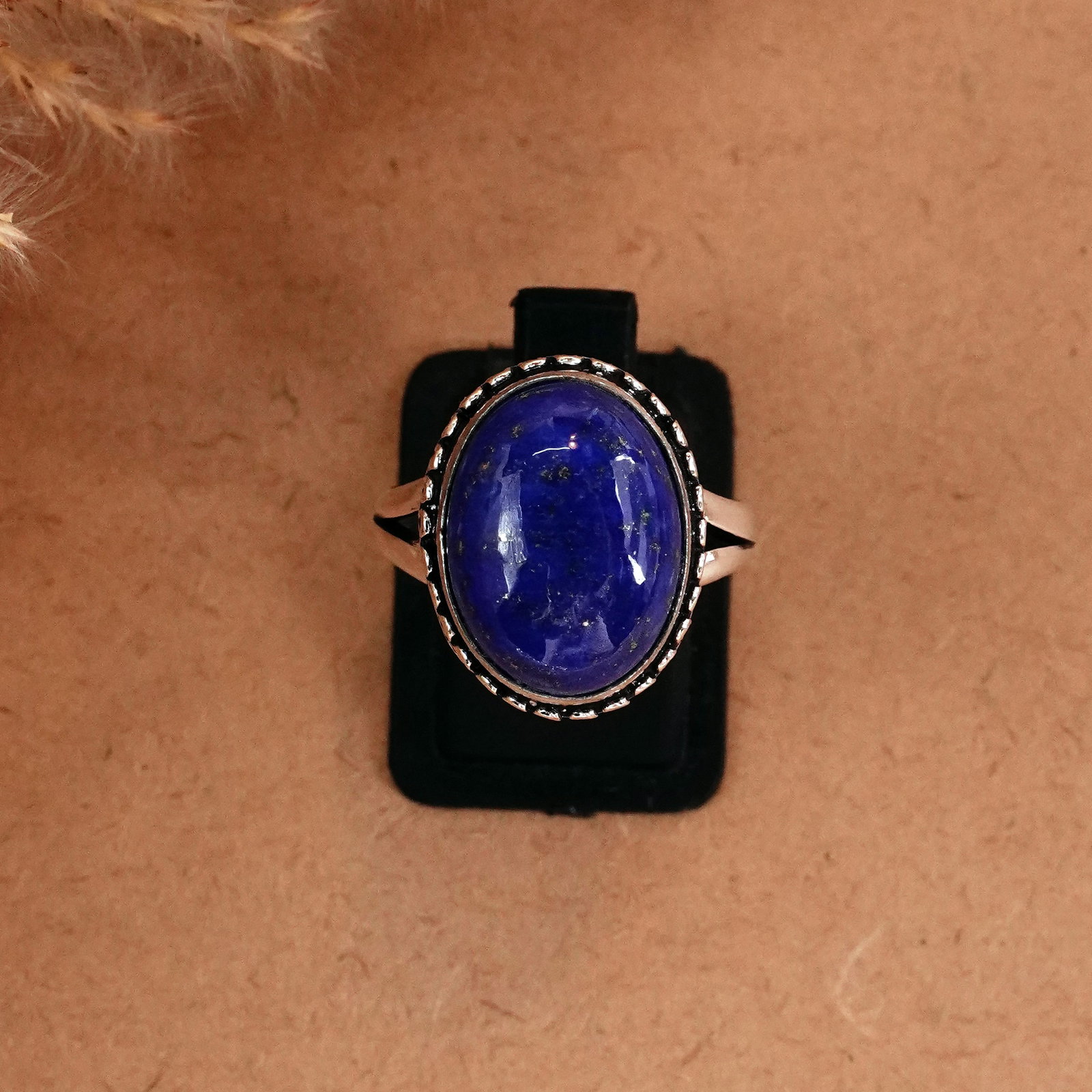 Natural Lapis Lazuli Silver Plated Handmade Ring - 8MM (1 of 3)