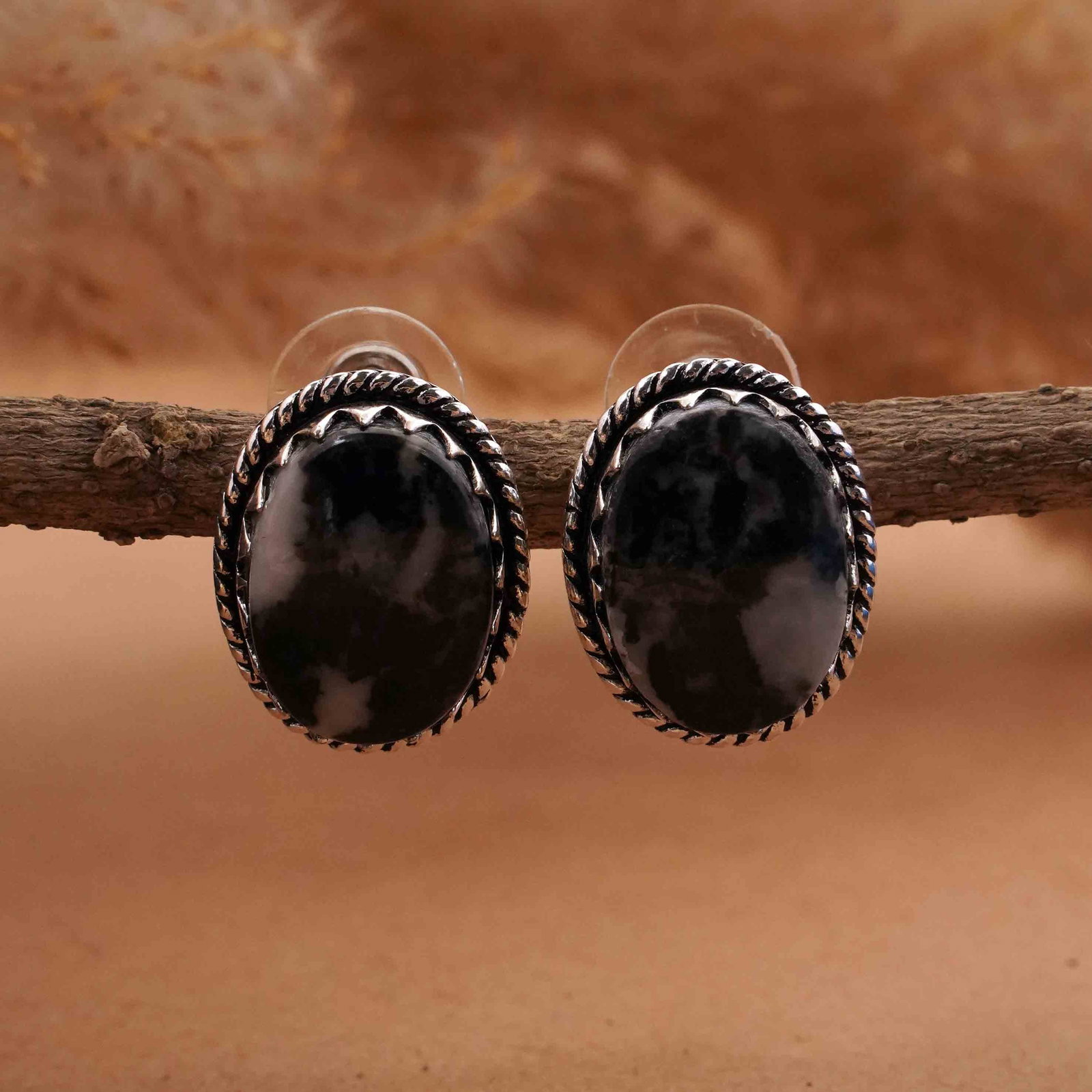 Natural Zebra Jasper Silver Plated Handmade Stud Earring: Product ID: 260413110818 Product - Handmade Silver Plated Stud Earring Metal - 92.5 Sterling Silver Plated Earring Type - Stud Gemstone - Zebra Jasper Gemstone Origin - Africa Gemstone Size - 12X16 MM