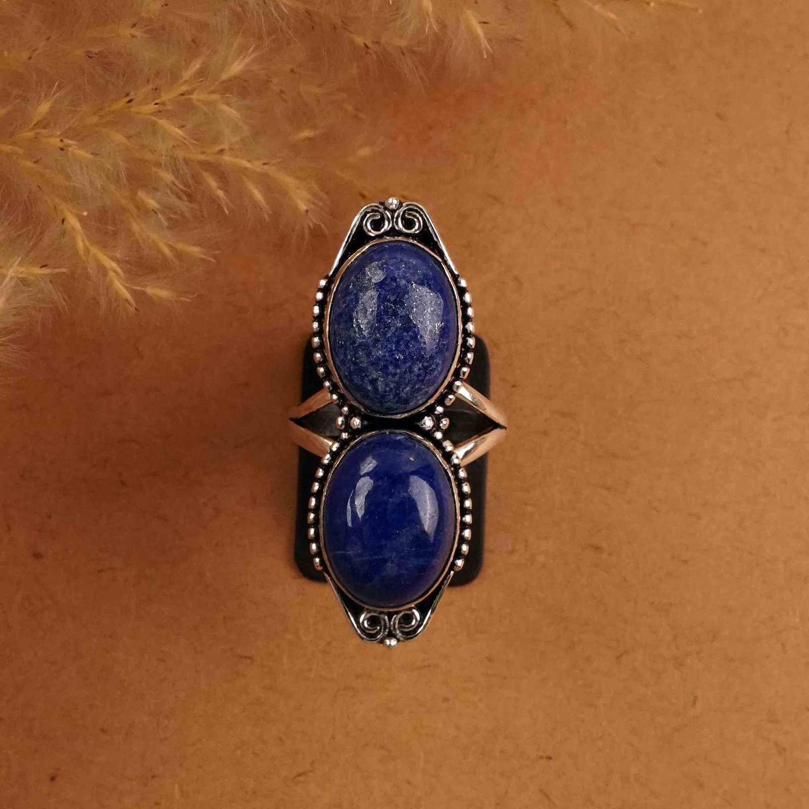 Natural Lapis Lazuli Silver Plated Handmade Ring - 9MM: Product ID: 260412153007 Product - Handmade Silver Plated Ring Metal - 92.5 Sterling Silver Plated Ring Size - 9MM Gemstone - Lapis Lazuli Gemstone Origin - Afghanistan Gemstone Size - 12X16 MM ( 2 St
