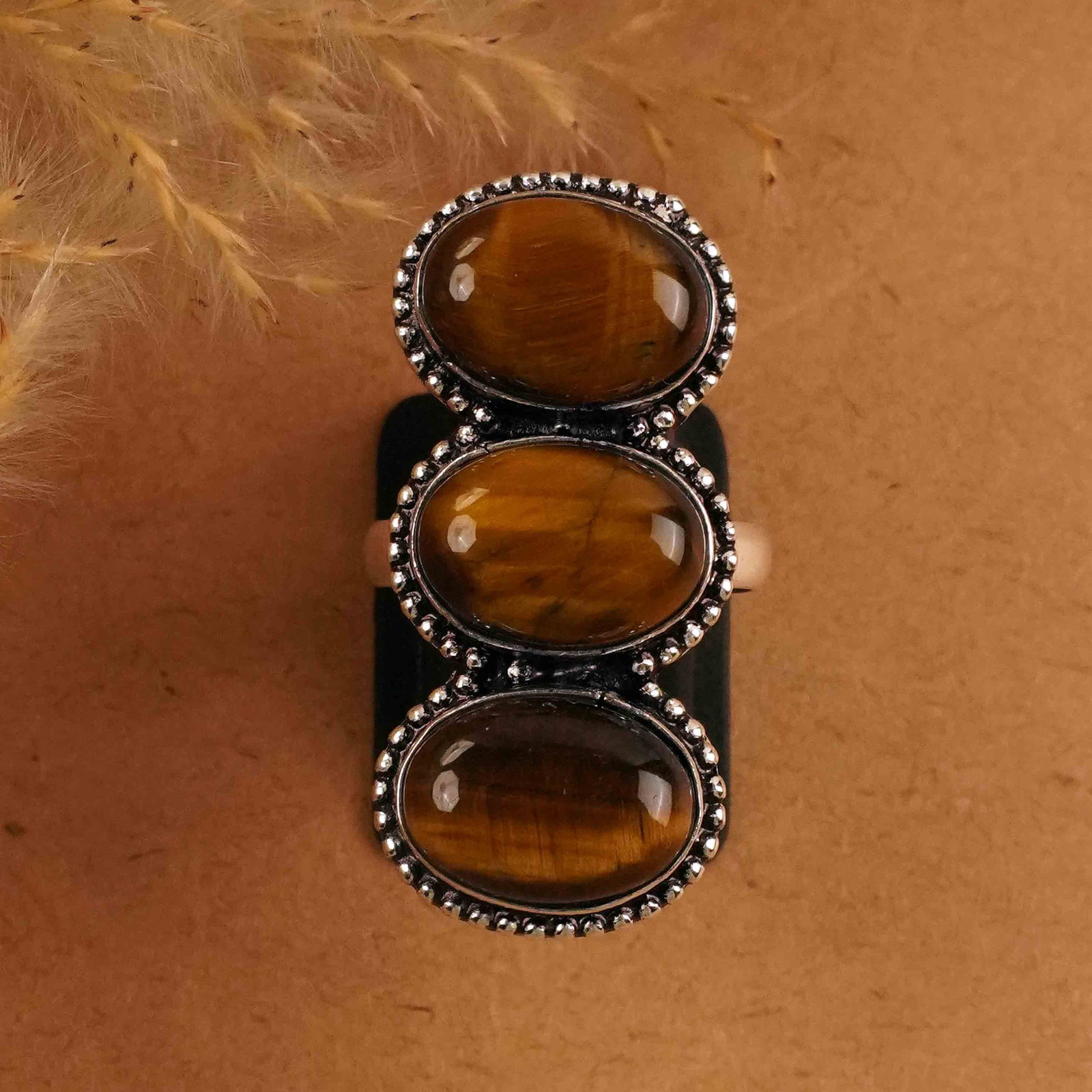 Natural Tiger Eye Silver Plated Handmade Ring - 8MM: Product ID: 260412145110 Product - Handmade Silver Plated Ring Metal - 92.5 Sterling Silver Plated Ring Size - 8MM Gemstone - Tiger Eye Gemstone Origin - South Africa Gemstone Size - 10X14 MM ( 3 Ston