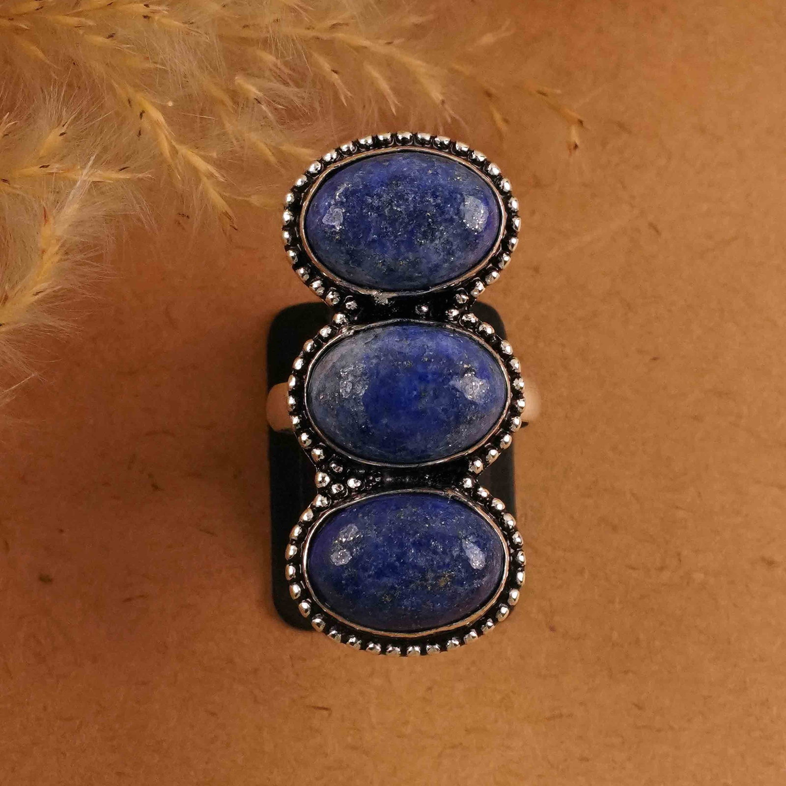 Natural Lapis Lazuli Silver Plated Handmade Ring - 8MM: Product ID: 260412144921 Product - Handmade Silver Plated Ring Metal - 92.5 Sterling Silver Plated Ring Size - 8MM Gemstone - Lapis Lazuli Gemstone Origin - Afghanistan Gemstone Size - 10X14 MM ( 3 St