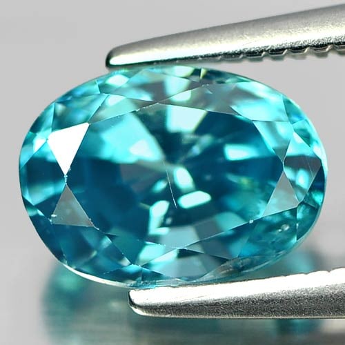 Natural Blue Zircon Gemstone 2.53 Ct. Oval Shape 8.4 x 6.1 Mm.: Product ID: 807730577 Product Name: Natural Zircon Weight: 2.53 CT. Size: 8.4 x 6.1 x 4.8 MM. Shape: Oval Color: Blue Clarity:VSI Luster: Good Gems Origin: Cambodia Treatment: Heated Crystal Structure
