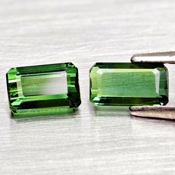 Natural Green Tourmaline Gemstones 1.07 Ct. 2 Pcs. Octagon Shape 6.1 x 3.4 Mm.: Product ID: 807250901 Product Name: Natural Tourmaline Weight: 1.07 CT. Size: 6.1 x 3.4 x 2.2 to 5.6 x 3.7 x 3.1 MM. Shape: Octagon Color: Green Clarity:VSI Luster: Good Gems Origin: Nigeria Treatment