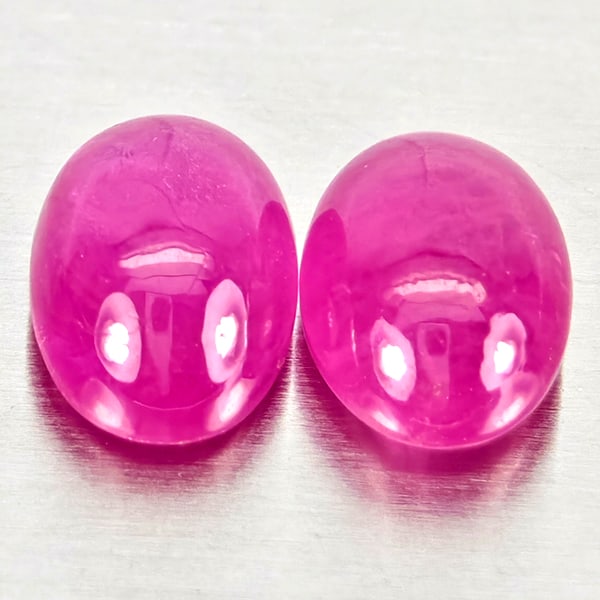 Natural Pink Red Jonson Ruby Gemstones 1.49 Ct. 2 Pcs. Oval Cabochon Shape 6 x 4 Mm. (1 of 3)