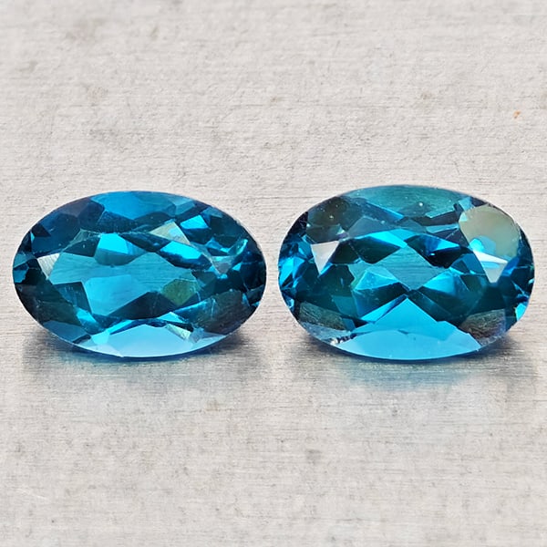 Natural London Blue Topaz Gemstones 1.07 Ct. 2 Pcs. Oval Shape 6 x 4 Mm. (1 of 3)