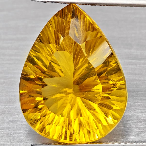 Natural Yellow Citrine Gemstones 14.75 Ct. Pear Concave Cut 19.5 x 15 Mm. (1 of 3)