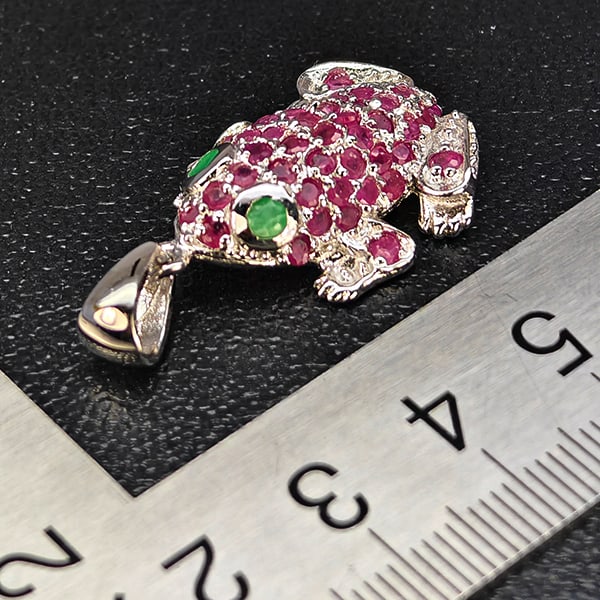 Natural Red Ruby And Jade with 925 Sterling Silver Pendant Jewelry 6.28 Grams (1 of 2)