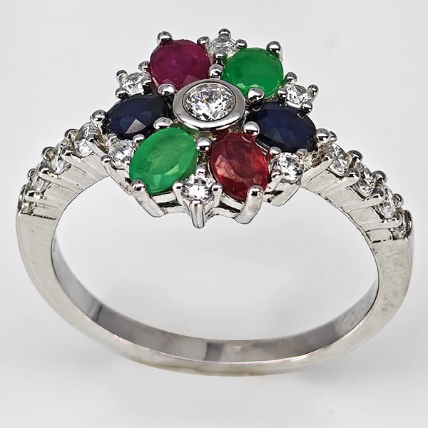 Natural Ruby Emerald And Sapphrie with 925 Sterling Silver Ring Jewelry 3.45 Grams Size 8 (1 of 3)