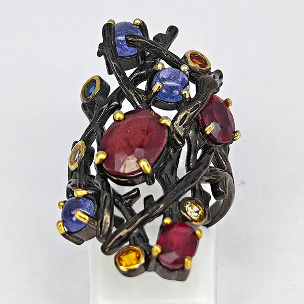 Natural Red Ruby Gemstone with 925 Sterling Silver Ring Jewelry 7.15 Grams Size 6 (1 of 3)