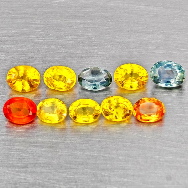 Natural Fancy Color Sapphire Gemstones 2.02 Ct. 10 Pcs. Oval Shape: Product ID: 806162699 Product Name: Natural Sapphire Weight: 2.02 CT. Size: 4.2 x 3.2 x 2.2 to 3.8 x 2.8 x 1.8 MM. Shape: Oval Shape Color: Fancy Color Clarity:VSI Luster: Good Gems Origin: Tanzania T