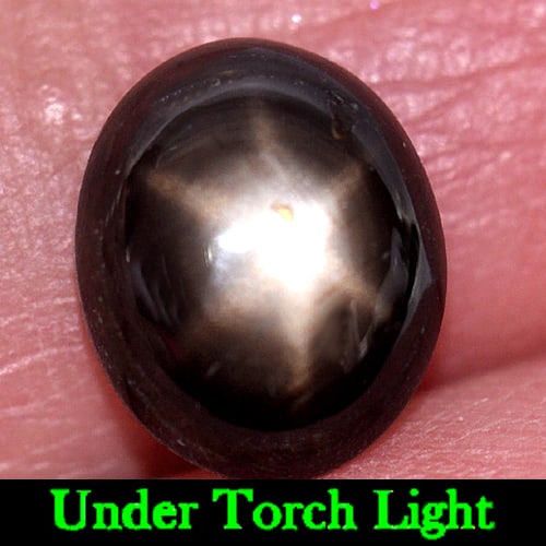 Natural Black Star Sapphire Gemstones 6 Rays 3.10 Ct. Oval Cabochon Shape 9 x 7.4 Mm.: Product ID: 806135518 Product Name: Natural Star Sapphire Weight: 3.10 CT. Size: 9 x 7.4 x 4 MM. Shape: Oval Cabochon Color: Black Clarity:Opaque Luster: Good 6 Rays Star Gems Origin: Thailand Treatme