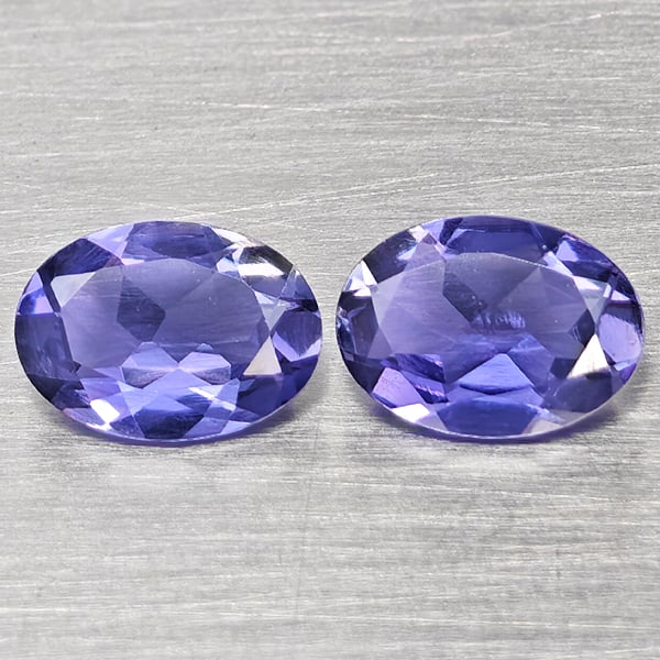 Natural Violetish Blue Iolite Gemstones 1.24 Ct. 2 Pcs. Oval Shape 7 x 5 Mm. (1 of 3)