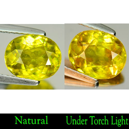 Natural Multi Color Sphene Gemstones With Rainbow Spark 2.29 Ct. Oval Shape 9 x 7.4 Mm.: Product ID: 806505867 Product Name: Natural Sphene Weight: 2.29 CT. Size: 9 x 7.4 x 4.5 MM. Shape: Oval Color: Multi Color Titanium With Rainbow Spark Clarity:VSI Luster: Adamantine Gems Origin: Madag