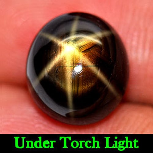 Certified Natural Golden Star Sapphire Gemstone 6 Rays 8.97 Ct. Oval Cabochon Shape 9.87 x 10.90 Mm. (1 of 4)