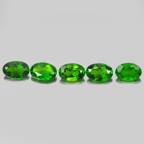Natural Green Chrome Diopside Gemstones 2.29 Ct. 5 Pcs. Oval Shape 6 x 4.1 Mm. (1 of 3)