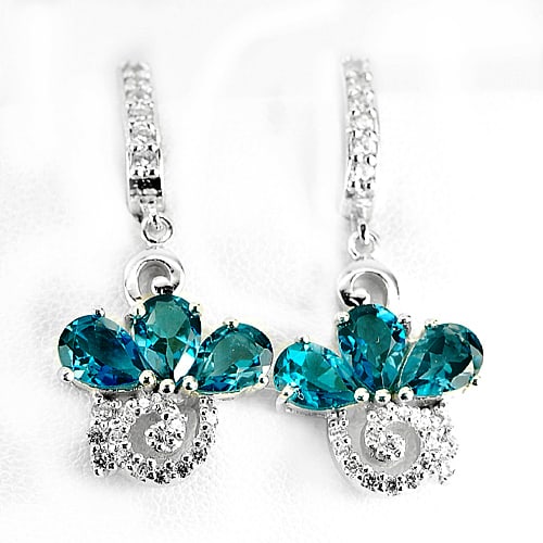 Natural London Blue Topaz Gemstones with 925 Sterling Silver Earrings Jewelry 7.50 Grams: Product ID: 281020064 Product Type: 925 Sterling Silver Fine Jewelry Jewelry Weight: 7.50 Grams. Gemstones Color: Blue Metal: Solid Silver 92.5%. Gemstone Detail: Pear London Blue Natural Topaz Size 7