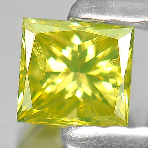 Natural Yellow Diamond 0.20 Ct. Square Princess Cut 3.3 x 3 Mm. (1 of 3)