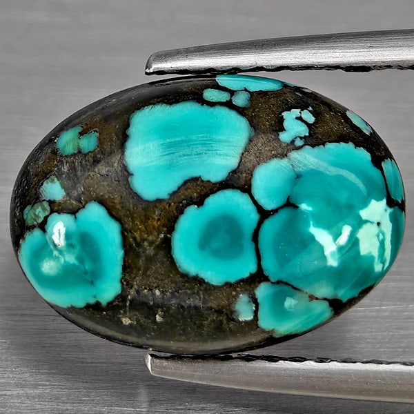Natural Multi Color Green Turquoise Gemstones 4.31 Ct. Oval Cabochon Shape 13.9 x 10 Mm. (1 of 3)
