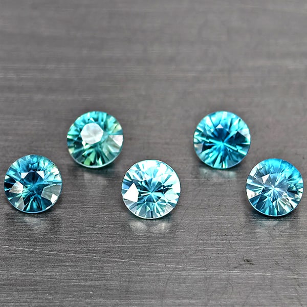 Natural Blue Zircon Gemstones 2.10 Ct. 5 Pcs. Round Diamond Cut 4.6 Mm.: Product ID: 807743279 Product Name: Natural Gemstones Weight: 2.10 CT. Size: 4.6 x 4.6 x 2.8 MM. Shape: Round Diamond Cut Color: Blue Clarity:VVS-VSI Luster: Good Gems Origin: Cambodia Treatment: Heat
