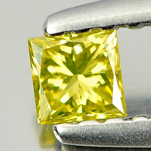 Natural Yellow Diamond 0.16 Ct. Square Princess Cut 2.7 Mm. (1 of 3)