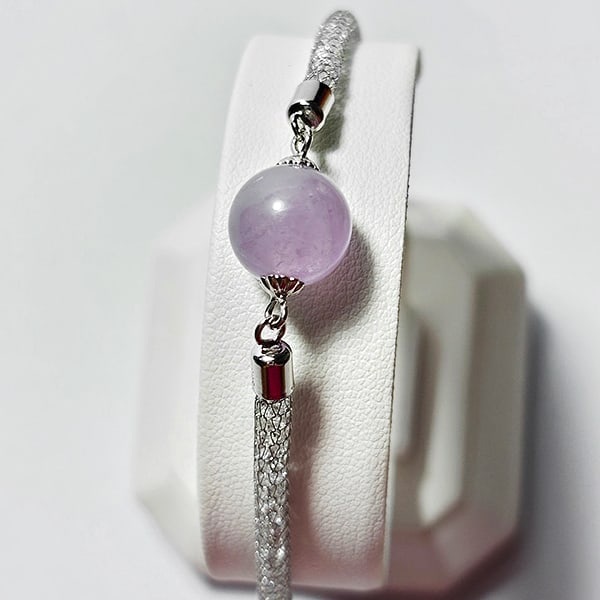Natural Amethyst Gemstone 952 Sterling Steel Mesh Bracelet Jewelry Silver Plated Length 6 Inch. (1 of 3)