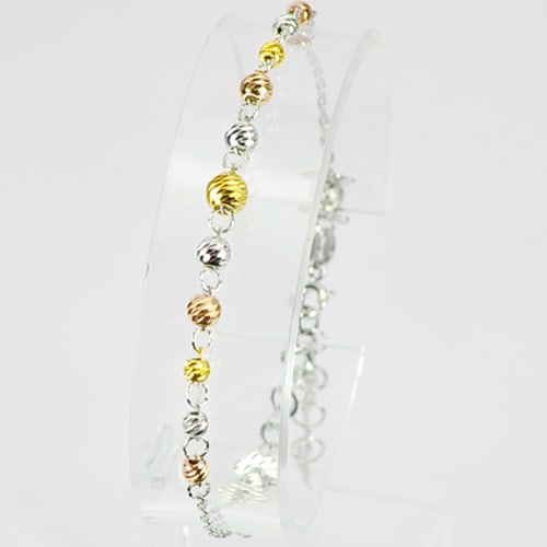925 Silver Sterling Bracelet Jewelry Three Color Ball and Flower Design 6 Inch.: Product ID: 280560065 Product Name: Silver Product Type: 925 Sterling Silver Fine Jewelry Jewelry Weight: 2.91 Grams. Gemstones Color: Multi-Color Metal: Solid Silver 92.5%. Gemstone Detail: Average R