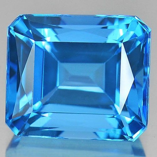 Natural Swiss Blue Topaz Gemstones 12.87 Ct. Clean Octagon Shape 13 x 11.3 Mm. (1 of 3)
