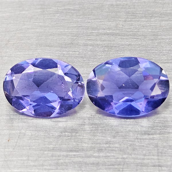Natural Violetish Blue Iolite Gemstones 1.50 Ct. 2 Pcs. Oval Shape 7.1 x 5.2 Mm. (1 of 3)