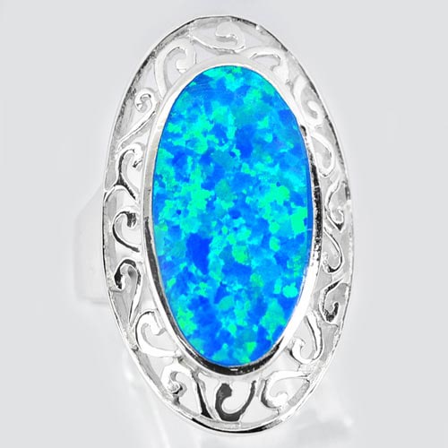 925 Sterling Silver Ring Jewelry with Multi Color Blue Created Opal Size 9: Product ID: 280110078 Product Name: Sterling Silver Ring Product Type: 925 Sterling Silver Fine Jewelry Jewelry Weight: 6.03 Grams. Ring Size: 9 Resizable(Fee) Gemstones Color: Multi-Color Metal: Soli